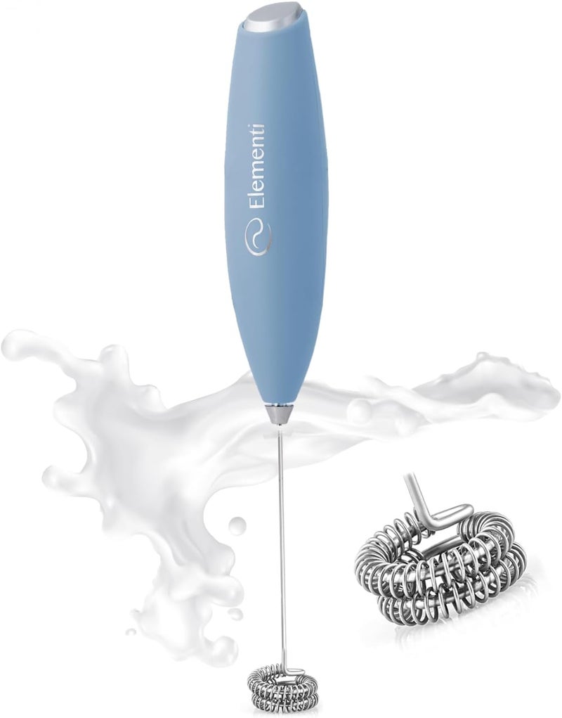 Elementi Frother Wand - Easy to Use Milk Frother & Handheld Electric Stirrer for Powder Drinks, Durable and Powerful Coffee & Protein Powder Mixer Wand (Pastel Blue) - Image 1